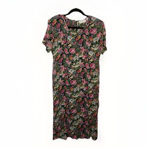 Vintage Arvanti Midi Dress Womens M Floral 90s 80s Grunge Boho Cottagecore